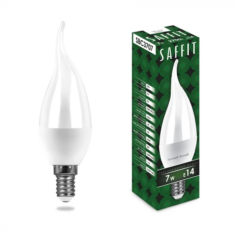 Лампочка светодиодная E14 7W 220V свеча на ветру белая 2700K Feron 55054