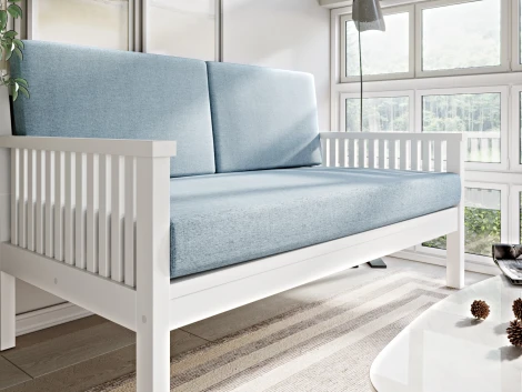 Диван Arsko Норман М белая эмаль голубая рогожка