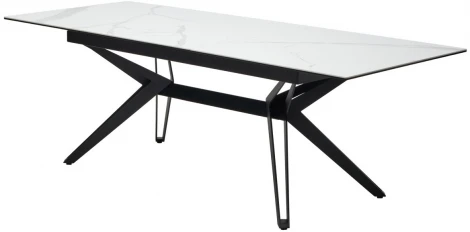 Стол URBINO 180 MATTE STATUARIO Белый мрамор матовый, керамика/ черный каркас М-City