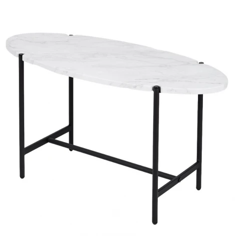 Стол журнальный МеталлАрт М025 белый мрамор/черный Mebelik 009498