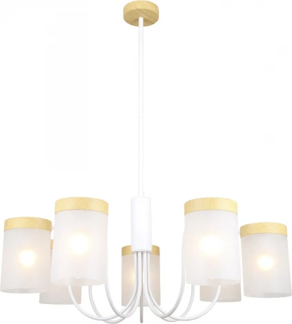 Потолочная люстра на штанге Escada Harmony 7x40Вт E14, металл/стекло, белый/дерево, матовый плафон (220V)