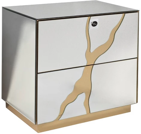 Тумба зеркальная с золотым декором 61*42*59см Garda Decor арт.KFG199