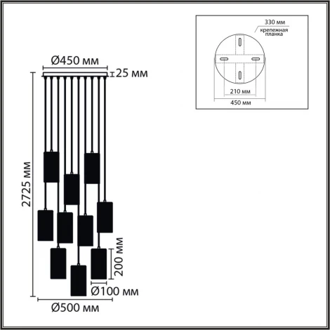 Люстра полвесная каскадная Lumion Murano 8401/10 черный/античная бронза/серо-синий, металл/стекло E14 10*40W 220V