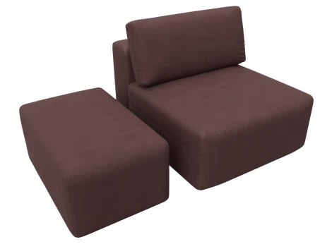 Модули диван и пуф Лига-060 НПБ (ЛДСП,Брус,Фанера,Замша/Бордовый) Лига Диванов 129598