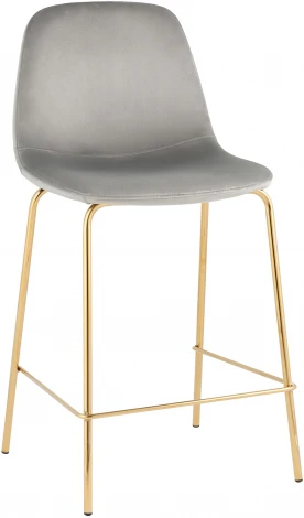 Стул полубарный Stool Group Валенсия SN велюр серый золотые ножки УТ000037159