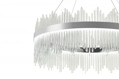 Подвесная люстра светодиодная нимб с пультом ДУ, моб. приложением 160W, хром, LED Natali Kovaltseva INNOVATION STYLE 83161 (регулировка яркости, 220V, на тросе, круглые)