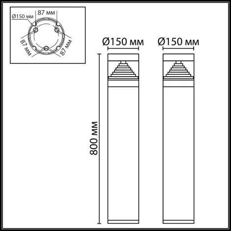 Наземный уличный светильник светодиодный Odeon Light Hulk 7140/20GLA черный/акрил/металл IP65 LED 20W 608Лм 360° 3000K 220V (круглые)
