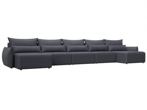 Диван П-образный Лига-051 НПБ МегаЛонг (ЛДСП,Брус,Фанера/Пластик/Экокожа/Серый) Лига Диванов 129901