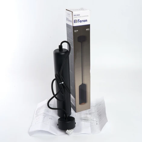 Подвесной светильник Feron ML1842 Barrel ECHO levitation 48396 MR16 35W, GU10, чёрный, с антибликовой сеточкой (220V, на проводе, круглые)