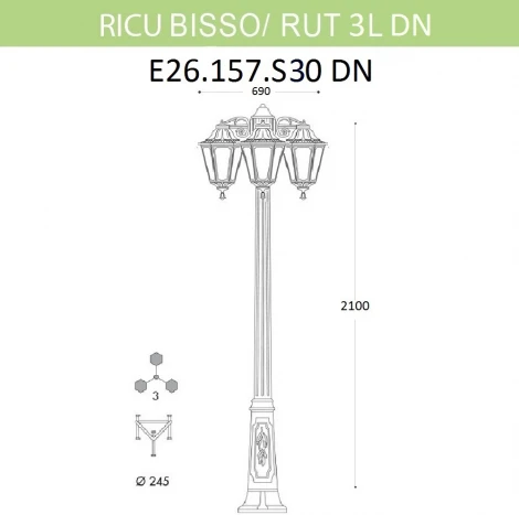 Наземный фонарь Fumagalli Rut E26.157.S30.AYF1RDN (220V, IP55)