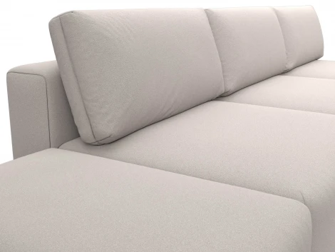 Диван угловой модульный с пуфом Лига-060 НПБ Лонг угол универсальный (ЛДСП,Брус,Фанера/Пластик/Замша/Бежевый) Лига Диванов 129525