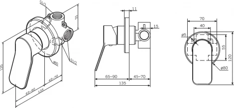 Смеситель AM.PM X-Joy F85A65000 С ВНУТРЕННЕЙ ЧАСТЬЮ, для душа