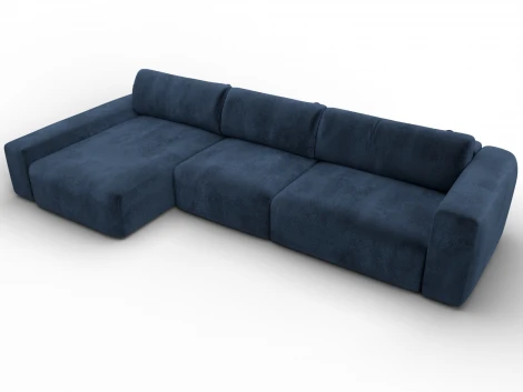 Диван угловой Лига-066 НПБ Лонг угол левый (ЛДСП,Фанера,Брус,Велюр/Синий) Лига Диванов 131227L