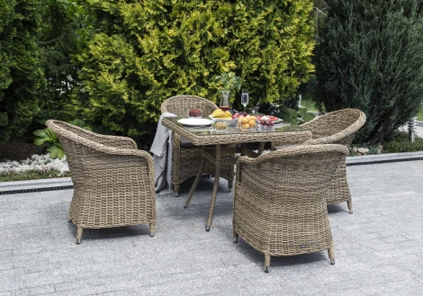 Обеденная группа из искусственного ротанга, цвет соломенный 4SIS Фредо FC4T-5-SET