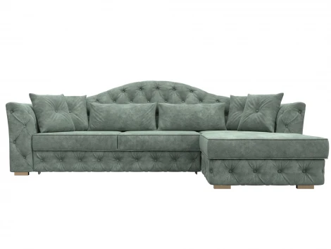 Диван угловой Артис правый угол (Брус,Рейка/Пластик/Велюр/Зеленый) Лига Диванов 128026