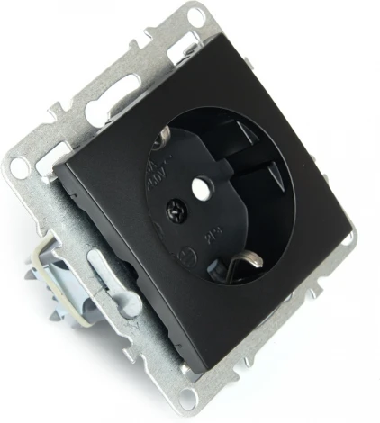 Розетка с заземлением и шторками (черный) Stekker Эрна 49154