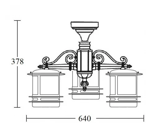 Потолочный светильник уличный Oasis Light TOKIO 68370A/3 Bl opal (220V, фонарь, IP44)