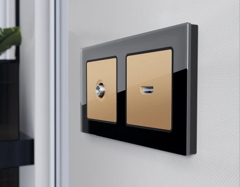 Рамка Ambrella Volt ALFA Platos (Черный Стекло закаленное натуральное) 3-ая AF380803