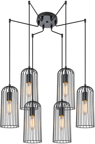 Подвесная люстра Escada Phoenix 10198/6 6х60Вт Е27, металл, черный (220V, на проводе)