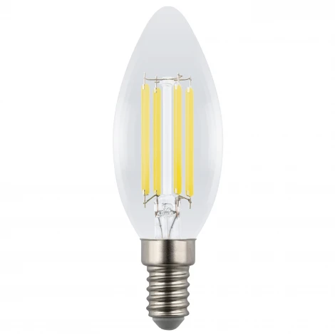 Лампа светодиодная, прозрачная, белый свет 4000K Uniel Яркая A++ LED-C35-4W/4000K/E14/CL GLY01TR