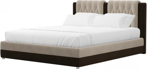 Кровать интерьерная Камилла 180 (Бежевый,Коричневый/Велюр) Лига Диванов арт.120629