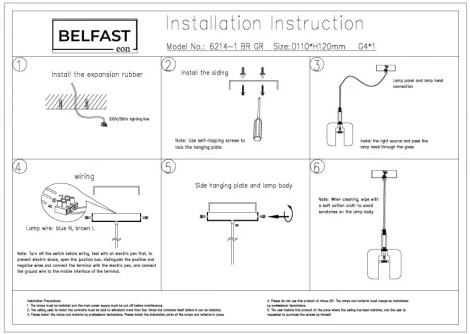 Подвесной светильник Belfast Pansy 6214-1 BR GR (220V, на проводе)