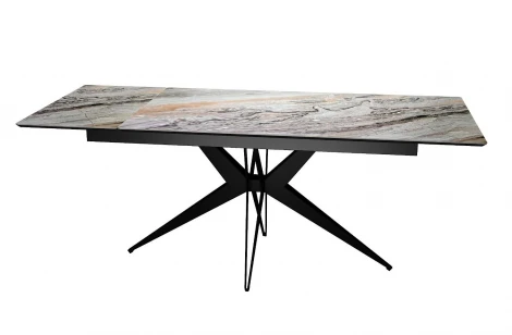 Стол DikLine DKS140 керамика Venetian Brown Light глянец, подстолье черное, опоры черные (2уп.) 00-00081179