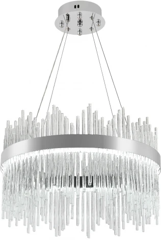 Подвесная люстра с таймером Natali Kovaltseva Smart Нимбы LED LAMPS 81261 (220V, хрусталь, пульт управления, управление смартфоном, на тросе, кольцо)