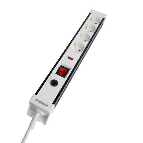 Сетевой фильтр 4-х местный с заземлением 1,8м. (белый) Stekker Techno 50147