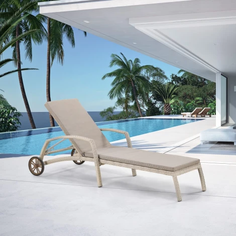 Шезлонг-лежак Afina плетеный A35C2-W85 Latte с матрасом