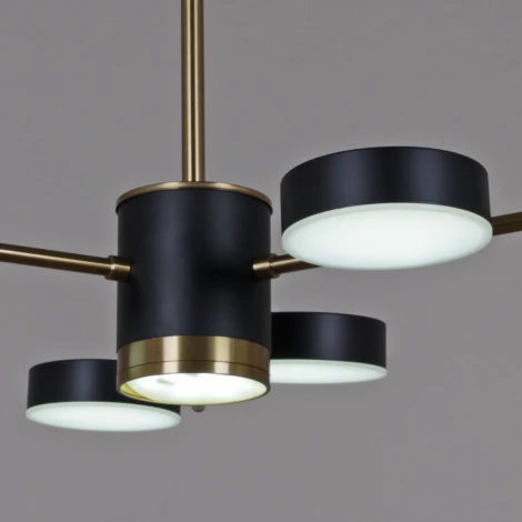 Потолочная люстра светодиодная на штанге с регулировкой цветовой температуры Reluce 06369-0.3-06 COP+BK (220V)