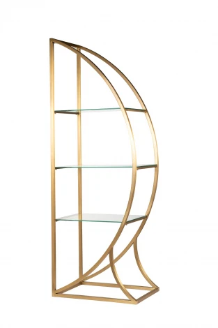 KFG087/2 Стеллаж "Полусфера" прозрачное стекло/золото матовый 71*48*202см Garda Decor