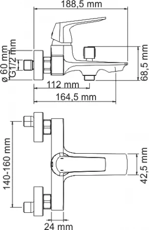 Смеситель Wasserkraft Neime 1901 для ванны с душем