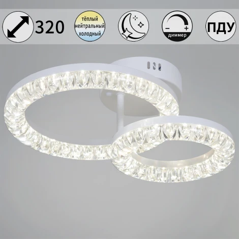 Потолочная люстра светодиодная на штанге с регулировкой цветовой температуры, яркости и ночным режимом Reluce 29847-0.3-02E WH