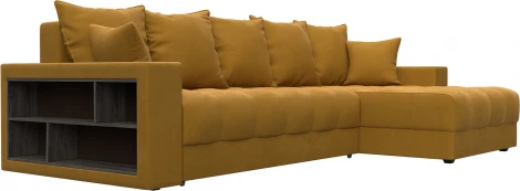 Диван угловой с декором и полкой Лига-050 НПБ Лига Диванов (Велюр) арт.128597