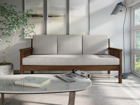 Диван Arsko Норман Б орех серая рогожка