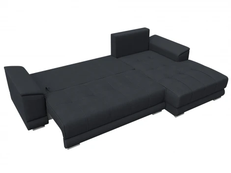 Диван угловой НордСтар правый угол (ДСП,Брус/Пластик/Замша/Темно-серый) Лига Диванов 128209