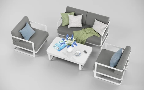 Комплект садовой мебели Виллино светло - серая, алюминий/стекло Gardenini LVLN.020400.S2