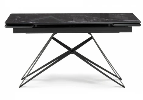 Кухонный стол Notta Блэкберн 140(200)х80 черный мрамор / черный