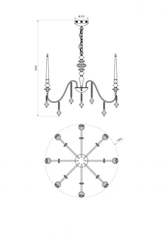 Подвесная люстра Lucia Tucci Maya 4450.8 chrome (220V, на цепи, подсвечник, свеча)