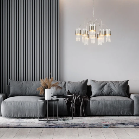 Подвесная люстра Garda 656/8PL E14*40W Satin nickel