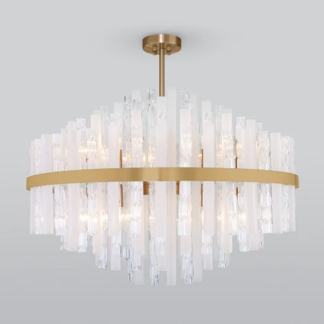 Потолочная люстра Wi-Fi на штанге Bogate's Hollis 368/12 Smart латунь (220V, управление смартфоном, голосовое управление, умный дом - Minimir Home, Алиса, Маруся, Салют)