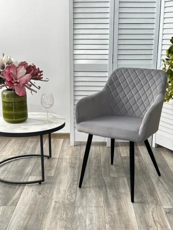 Стул BRANDY 505-35 Серый, велюр беспальчиковый" / черный каркас, М-City"