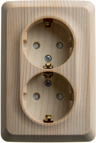 Розетка накладная двойная с заземлением и шторками (сосна) Systeme Electric Etude PA16-108D
