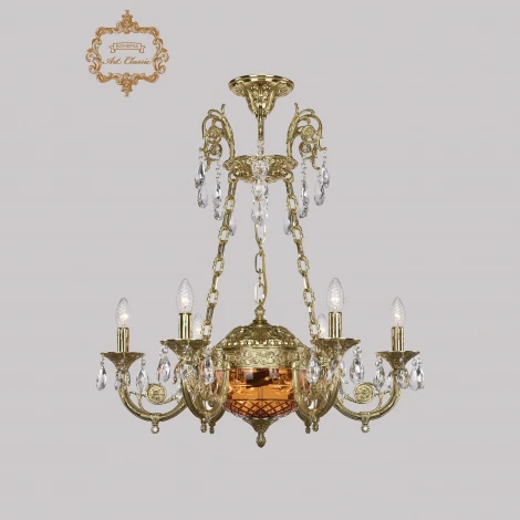 Подвесная люстра с хрустальными подвесками Art Classic 31.44 31.44.6.KR175SP.250IT.G.Sp.Amber.1B