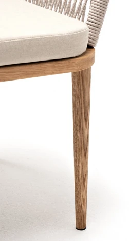 "Марсель" стул плетеный из роупа, основание дуб, роуп бежевый круглый, ткань бежевая 052 4SIS арт.УТ-00007613