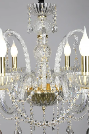 Подвесная люстра Omnilux Bonaita OML-70103-06 (220V, хрусталь, подвески, на цепи, подсвечник, свеча)