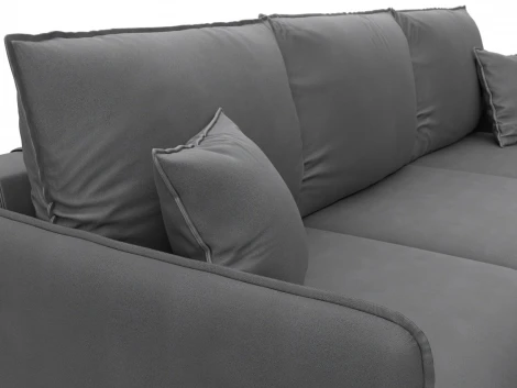 Диван угловой Лига-064 НПБ угол универсальный (ДСП/Дерево/Замша/Серый) Лига Диванов 129638