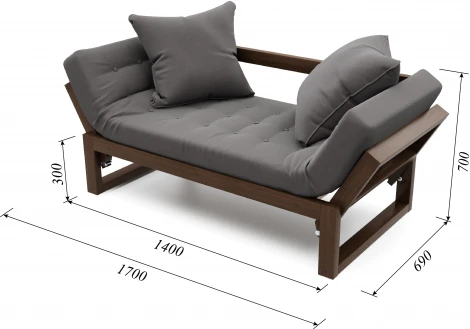 Кушетка Arsko Амбер орех серый велюр