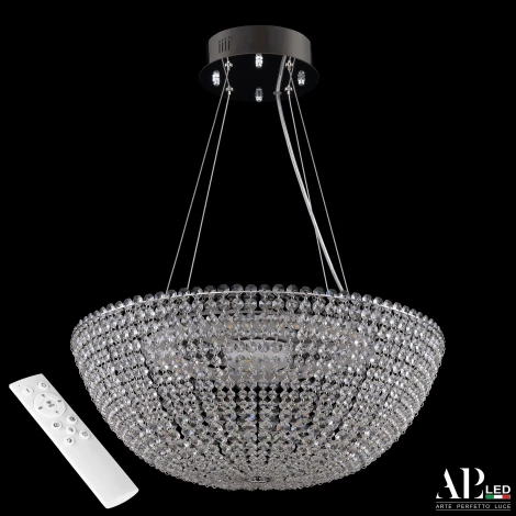 Подвесная люстра светодиодная с пультом APL LED Sicilia SH501.0.50.A.LED-DIM.Ni (220V, хрусталь, на тросе, круглые)